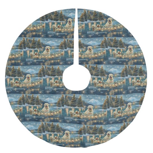 ピレネー素晴らしスクリスマスフェスティバル航海 ブラッシュドポリエステルツリースカート (正面)