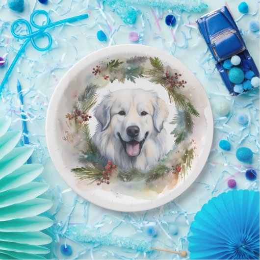 ピレネー素晴らしスクリスマスリースフェスティバルカップ ペーパープレート (パーティー)