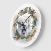 ピレネー素晴らしスクリスマスリースフェスティバルカップ ラージ壁時計 (傾斜)