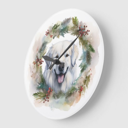 ピレネー素晴らしスクリスマスリースフェスティバルカップ ラージ壁時計 (傾斜)