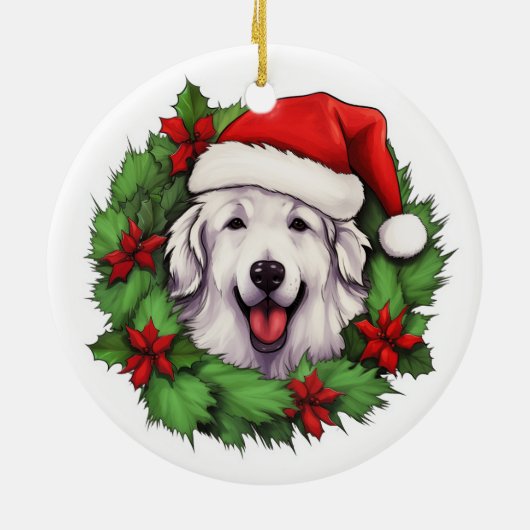 ピレネー素晴らしスクリスマスリース セラミックオーナメント (裏面)