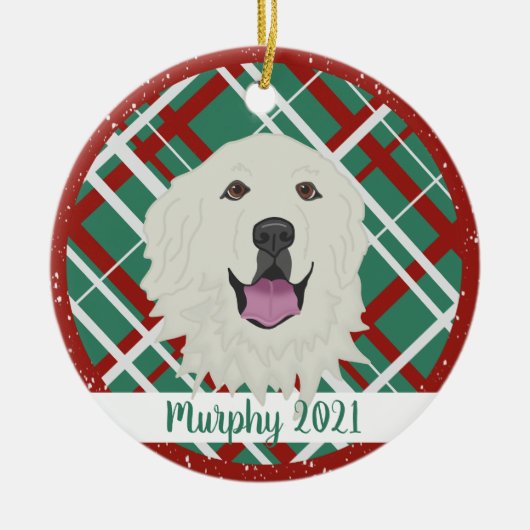 ピレネー素晴らしスクリスマス セラミックオーナメント (正面)