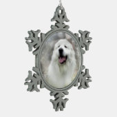 ピレネー素晴らしススノーフレークオーナメント – 冬デザイン スノーフレークピューターオーナメント (左)