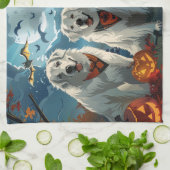 ピレネー素晴らしスハロウィン不気味 キッチンタオル (折り畳み)