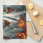 ピレネー素晴らしスハロウィン不気味 キッチンタオル (四つ折り)