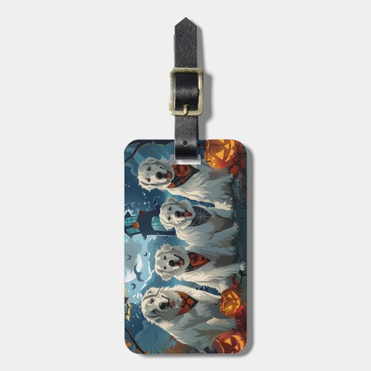 ピレネー素晴らしスハロウィン不気味 ラゲッジタグ (正面縦)