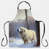 ピレネー素晴らしズが雪のクリスマスを過ごす エプロン (正面)