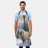 ピレネー素晴らしズが雪のクリスマスを過ごす エプロン (着用した状態)
