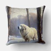 ピレネー素晴らしズが雪のクリスマスを過ごす クッション (裏面)