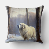 ピレネー素晴らしズが雪のクリスマスを過ごす クッション (正面)