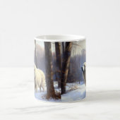 ピレネー素晴らしズが雪のクリスマスを過ごす コーヒーマグカップ (中央)