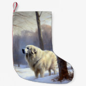 ピレネー素晴らしズが雪のクリスマスを過ごす スモールクリスマスストッキング (正面)