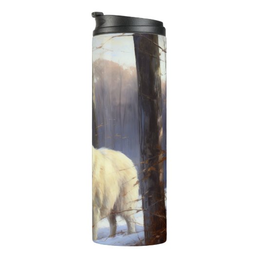 ピレネー素晴らしズが雪のクリスマスを過ごす タンブラー (回転右)