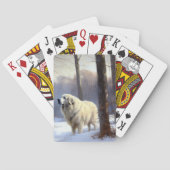 ピレネー素晴らしズが雪のクリスマスを過ごす トランプ (裏面)