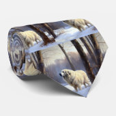 ピレネー素晴らしズが雪のクリスマスを過ごす ネクタイ (ロール)