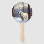 ピレネー素晴らしズが雪のクリスマスを過ごす ハンドファン (裏面)