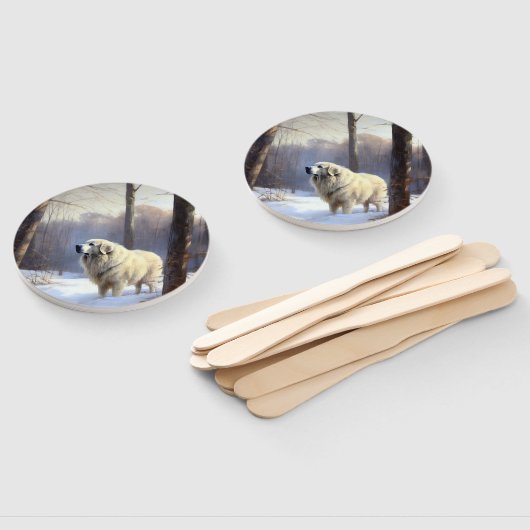 ピレネー素晴らしズが雪のクリスマスを過ごす ハンドファン (組立なし)