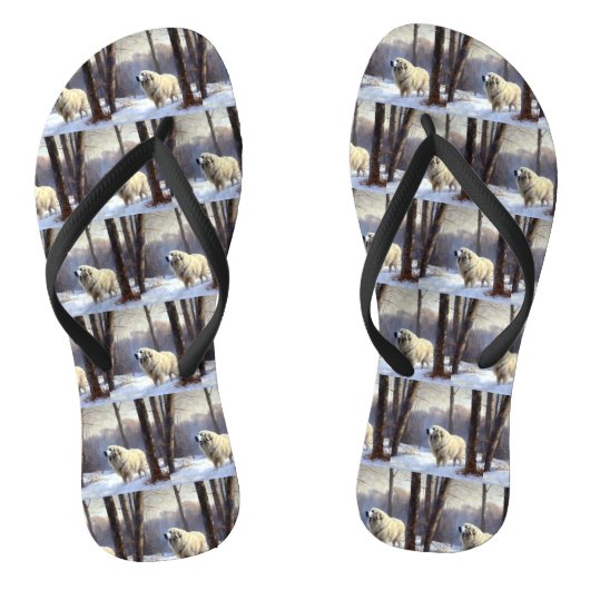 ピレネー素晴らしズが雪のクリスマスを過ごす ビーチサンダル (ソール)