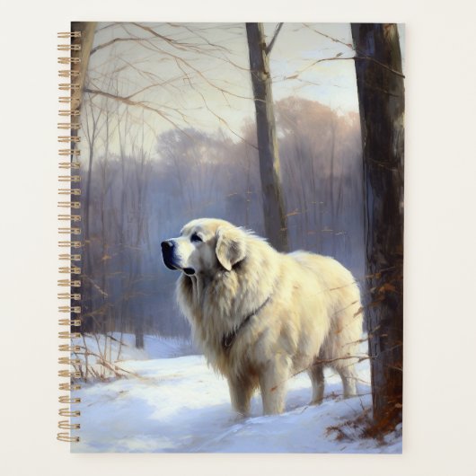 ピレネー素晴らしズが雪のクリスマスを過ごす プランナー手帳 (正面)