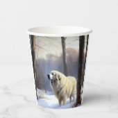 ピレネー素晴らしズが雪のクリスマスを過ごす 紙コップ (裏面)