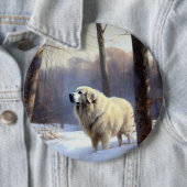 ピレネー素晴らしズが雪のクリスマスを過ごす 缶バッジ (インサイチュ)