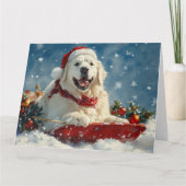 ピレネー素晴らしズの犬は雪のクリスマスを許す カード (正面)