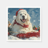ピレネー素晴らしズの犬は雪のクリスマスを許す スタンダードカクテルナプキン (正面)