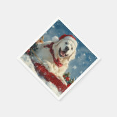 ピレネー素晴らしズの犬は雪のクリスマスを許す スタンダードカクテルナプキン (角)