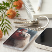 ピレネー素晴らしズウィズサンタクロースフェスティバルクリスマス キーホルダー (正面右)