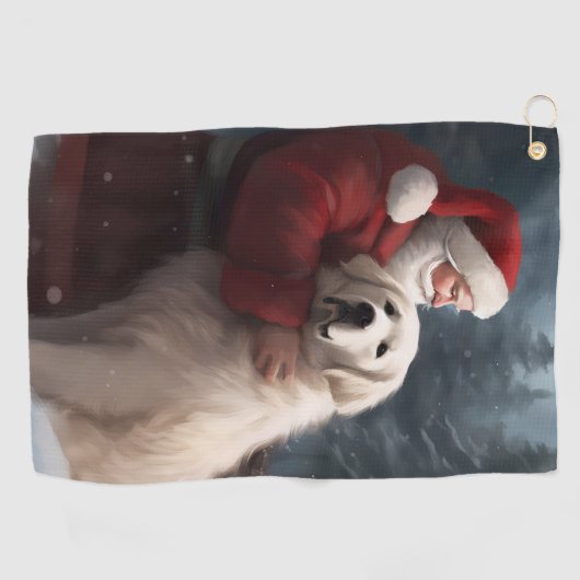 ピレネー素晴らしズウィズサンタクロースフェスティバルクリスマス ゴルフタオル (横)
