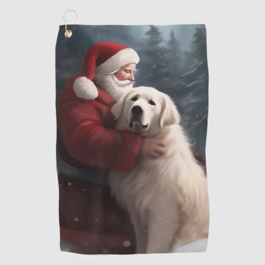 ピレネー素晴らしズウィズサンタクロースフェスティバルクリスマス ゴルフタオル (正面)