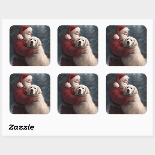 ピレネー素晴らしズウィズサンタクロースフェスティバルクリスマス スクエアシール (シート)