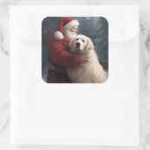 ピレネー素晴らしズウィズサンタクロースフェスティバルクリスマス スクエアシール (バッグ)