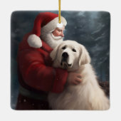 ピレネー素晴らしズウィズサンタクロースフェスティバルクリスマス セラミックオーナメント (裏面)