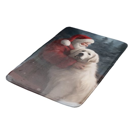 ピレネー素晴らしズウィズサンタクロースフェスティバルクリスマス バスマット (アングル)