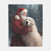 ピレネー素晴らしズウィズサンタクロースフェスティバルクリスマス フリースブランケット (正面)
