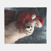 ピレネー素晴らしズウィズサンタクロースフェスティバルクリスマス フリースブランケット (正面(横))