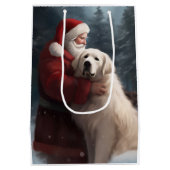 ピレネー素晴らしズウィズサンタクロースフェスティバルクリスマス ミディアムペーパーバッグ (裏面)