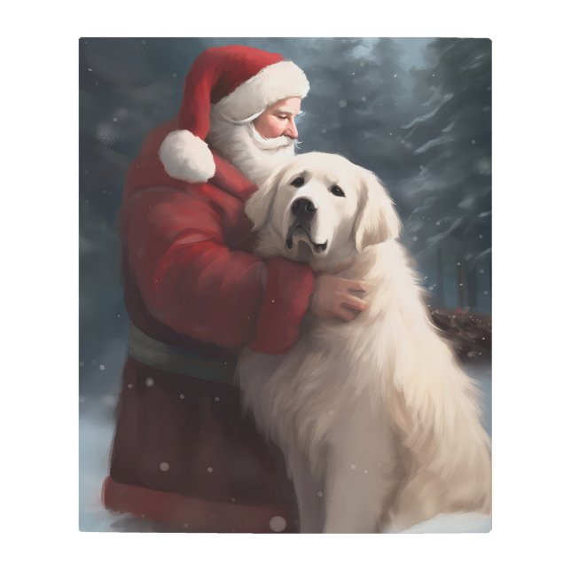 ピレネー素晴らしズウィズサンタクロースフェスティバルクリスマス メタルプリント (正面)