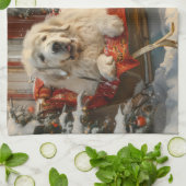 ピレネー素晴らしズドッグクリスマスフェスティバル キッチンタオル (折り畳み)