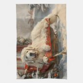 ピレネー素晴らしズドッグクリスマスフェスティバル キッチンタオル (縦)