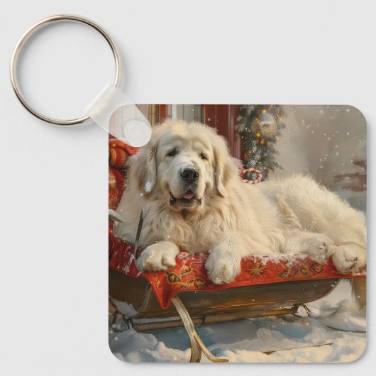 ピレネー素晴らしズドッグクリスマスフェスティバル キーホルダー (正面)