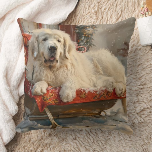 ピレネー素晴らしズドッグクリスマスフェスティバル クッション (ブランケット)