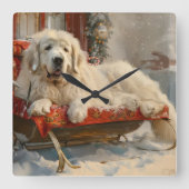 ピレネー素晴らしズドッグクリスマスフェスティバル スクエア壁時計 (正面)