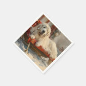 ピレネー素晴らしズドッグクリスマスフェスティバル スタンダードカクテルナプキン (角)