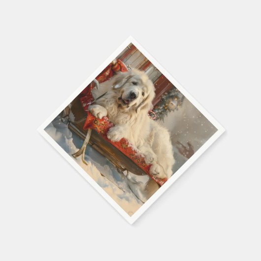 ピレネー素晴らしズドッグクリスマスフェスティバル スタンダードカクテルナプキン (角)