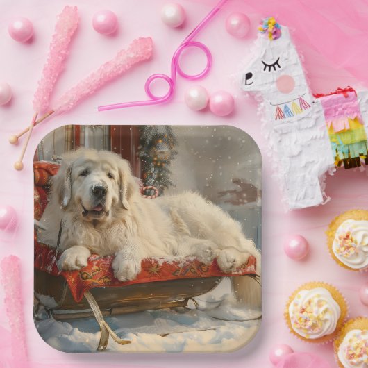 ピレネー素晴らしズドッグクリスマスフェスティバル ペーパープレート (パーティー)