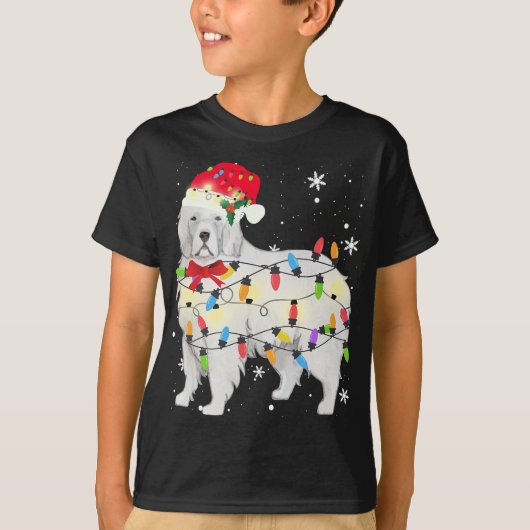 ピレネー素晴らしズドッグクリスマスライトクリスマスママパパギ Tシャツ (正面)