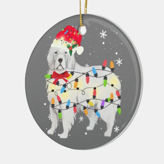 ピレネー素晴らしズドッグクリスマスライトクリスマスママパパ セラミックオーナメント (左)
