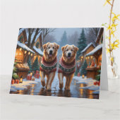 ピレネー素晴らしズドッグスクリスマススノーホリデー カード (黄色い花)